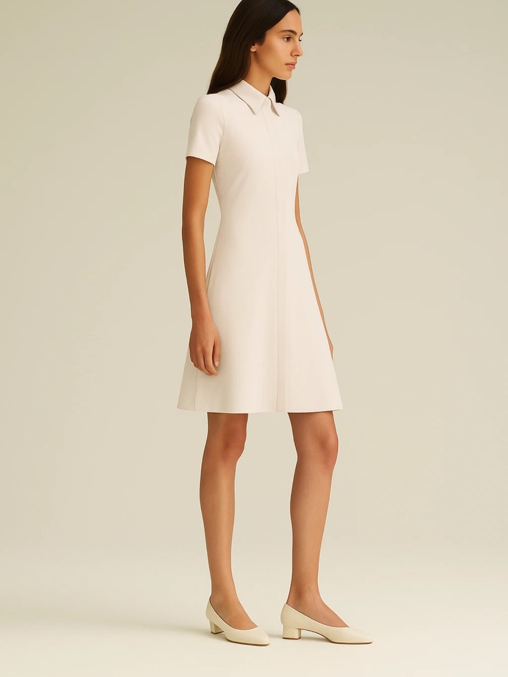 Scanlan Theodore Cream Collared A-Line Mini Dress